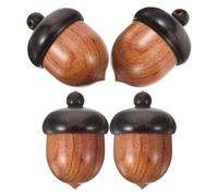 Eichel Anhänger 4 Stück Holz Schmuck Selbstgemacht für Armband und Kette | Glatte Oberfläche, Braun mit Gutem Glanz, Abnehmbar, für Jump Rings, Key Rings Weihnachten Event Herbst Mottoparty