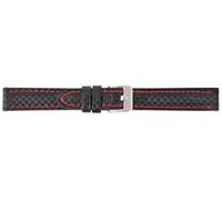 Eichmüller 18mm BandOh Uhren Armband Carbon Look Schwarz Rot Ersatzband