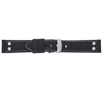 Eichmüller 22mm Leder Armband Schwarz mit Edelstahl Dornschließe und Nieten