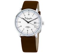 Eichmüller Herren Armbanduhr | Quarzuhr mit Datum | Lederband > braun | Ziffernblatt > weiß