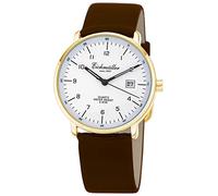 Eichmüller Herren Armbanduhr | Quarzuhr mit Datum | Lederband > braun | Ziffernblatt > weiß