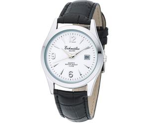 Eichmüller Herrenarmbanduhr Ø 38mm Edelstahl silbern Datum Lederband