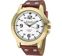 Eichmüller Herrenuhr RE1015 goldfarben-Weiss-braun Lederband 45 mm