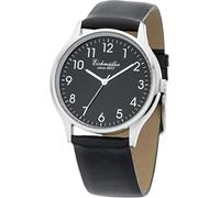 Eichmüller Klassische Herren-Armbanduhr aus Edelstahl 38 mm Echtleder/Metallarmband 5 ATM Quarz Tag und Datum, Schwarzes und silberfarbenes Lederarmband., ohne Datum, Riemen