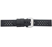Eichmüller massives 20mm Leder Uhren Armband gelocht Schwarz, Ersatzband mit Edelstahl Dornschließe