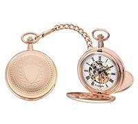 Eichmüller mechanische Messing Skelett Taschenuhr Roségold mit Kette und Etui