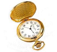 Eichmüller Quartz Savonnette Sprungdeckel Taschenuhr Gold mit Karabiner Kette und Box