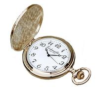 Eichmüller Savonnette Quartz Taschenuhr Messing aufklappbar mit Karabiner Kette
