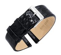 Eichmüller since 1950 Lederband Kroko Prägung Lack Metallic Finish in 14/16/18/20/22 mm (Schwarz, 22 mm)