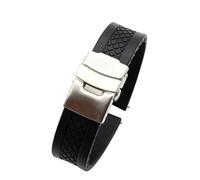 Eichmüller since 1950 Silikonband Uhrenband in 18/20/22 mm Faltschließe Schwarz Orange (Schwarz geriffelt (0561), 22 mm)