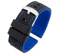 Eichmüller since 1950 Uhrenband Silikon in 20/22/24 mm Silikonband Schwarz Blau Rot Gelb (Schwarz/Blau (0537), 24 mm)