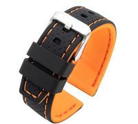 Eichmüller since 1950 Uhrenband Silikon in 20/22/24 mm Silikonband Schwarz Blau Rot Gelb (Schwarz/Orange (0534), 22 mm)