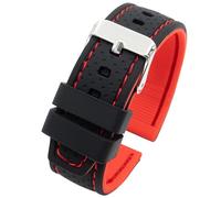 Eichmüller since 1950 Uhrenband Silikon in 20/22/24 mm Silikonband Schwarz Blau Rot Gelb (Schwarz/Rot (0535), 24 mm)
