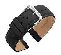 Eichmüller since 1950 Verjüngendes Lederband in 14-22 mm Uhrenarmband mit Naht (18 mm, Schwarz)