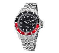 Eichmüller Taucheruhr Silber Lupe Herren Armbanduhr Taucher Uhr Edelstahl 20 ATM Miyota 2115 (Rot)