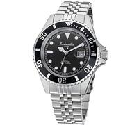 Eichmüller Taucheruhr Silber Lupe Herren Armbanduhr Taucher Uhr Edelstahl 20 ATM Miyota 2115 (Schwarz)