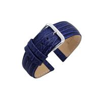 Eichmüller Uhrband Eidechse Prägung 12/14/16/18/20 mm Kalbsleder Schwarz Braun Grün Rot Blau (Blau, 20 mm)