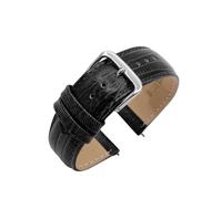 Eichmüller Uhrband Eidechse Prägung 12/14/16/18/20 mm Kalbsleder Schwarz Braun Grün Rot Blau (Schwarz, 18 mm)