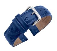 Eichmüller Uhrband Strauß Prägung 12/14/16/18/20 mm Kalbsleder Schwarz Braun Blau (Blau, 20 mm)