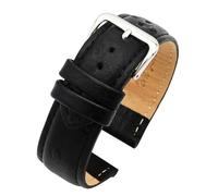 Eichmüller Uhrband Strauß Prägung 12/14/16/18/20 mm Kalbsleder Schwarz Braun Blau (Schwarz, 16 mm)