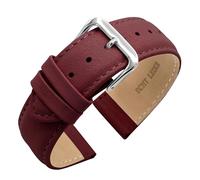 Eichmüller Verjüngendes Lederband in 14-22 mm Uhrenarmband mit Naht (18 mm, Dunkelrot)