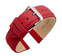 Eichmüller Verjüngendes Lederband in 14-22 mm Uhrenarmband mit Naht (18 mm, Rot)