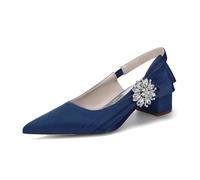 EICOFF Damen Schuhe Strass Hochzeitsschuhe Geschlossene Zehen Knöchelriemen Blockabsatz Slingpumps Absatzs Pumps Schuhe,Dark Blue,43 EU