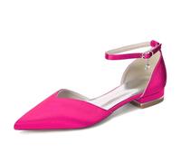 EICOFF Flach Brautschuhe Damen Elegant Pumps mit Knöchelriemen Hochzeitsschuhe Geschlossen Spitz Zehen Formelle Ballschuhe Pumps,Rose,40 EU