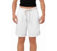Eight 2 Nine Damen Bermuda Shorts aus Leinen Viskose Mix Leichte Sommerhose mit Kordelgürtel und Paperbag Bund