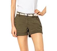 Eight 2 Nine Damen Chino Shorts Hose mit Flecht-Gürtel Green M