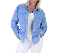 Eight 2 Nine Damen Cord Shacket lässige Hemdjacke LETN-083 Oversize Damenjacke Light Blue S