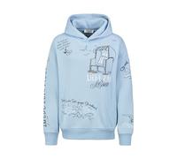 Eight 2 Nine Damen Hoodie Kapuzenpullover Allover Küstenprint Light-Blue S