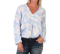 Eight 2 Nine Damen Langarm Bluse LETN-082 Damenbluse Shirt V-Ausschnitt Light Blue L