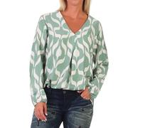 Eight 2 Nine Damen Langarm Bluse LETN-082 Damenbluse Shirt V-Ausschnitt Middle Green L