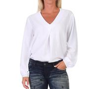 Eight 2 Nine Damen Langarm Bluse LETN-082 Damenbluse Shirt V-Ausschnitt White M