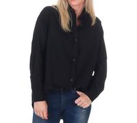 Eight 2 Nine Damen Langarm Leinen Bluse LETN-079 Leinenhemd mit Kragen Black M