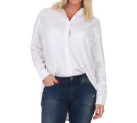 Eight 2 Nine Damen Langarm Leinen Bluse LETN-079 Leinenhemd mit Kragen White M