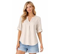 Eight 2 Nine Damen Leinen Bluse atmungsaktiv Kurzarmbluse Sommer Urlaub