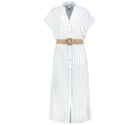 Eight 2 Nine Damen Maxikleid aus Leinen und Viskose mit Taillengürtel in Bastoptik Kurzarm Sommerkleid