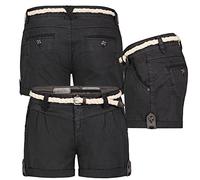 Eight 2 Nine Damen Short Bermuda Kurze Hose Sommer Chino Stoff Hotpants mit Gürtel, Hosengröße:XS / 34, Farbe:Anthrazit