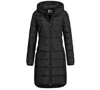 Eight 2 Nine Damen Steppmantel LETN-039 Lange Stepp-Jacke mit Kapuze black L