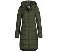 Eight 2 Nine Damen Steppmantel LETN-039 Lange Stepp-Jacke mit Kapuze forest night M