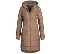 Eight 2 Nine Damen Steppmantel LETN-039 Lange Stepp-Jacke mit Kapuze nougat beige S