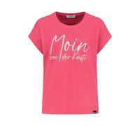 Eight 2 Nine Damen T Shirt Maritim Moin von der Küste Spruch Kurzarm Baumwolle Marine Look Oberteil Frauen Strandkorb Print Shirt pink XL