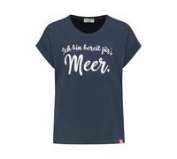 Eight 2 Nine Damen T Shirt Maritim Moin von der Küste Spruch Kurzarm Baumwolle Marine Look Oberteil Frauen Strandkorb Print Shirt Dark-Blue M
