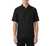 Eight 2 Nine Herren Kurzarmhemd Leinen Viskose Mix Regular Fit Kurzarm Hemd mit Brusttasche und Kontrastdetails Black L