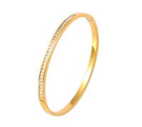 Eigso Frauen klassische Edelstahlarmband Unisex vergoldet stilvolle Titanium Stahl Armband Manschette für Frau Mann