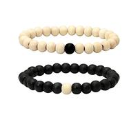 Eigso Holzperlenarmband Armreif für Männer Frauen Distanzarmband 7" mit 2 Stück