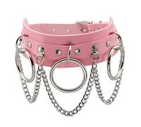 Eigso Pink Choker Goth Halsband für Frauen Punk Style Ringe mit Ketten Halskette Kragen verstellbar