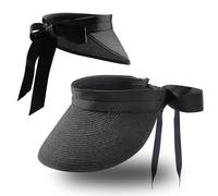 Eigso Sonnenschutz Straw Visor Hat Resienhut Ponytail Cap Strand Kappe für Damen